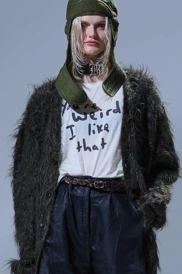 r13 YOU'RE WEIRD BOY T ecru white