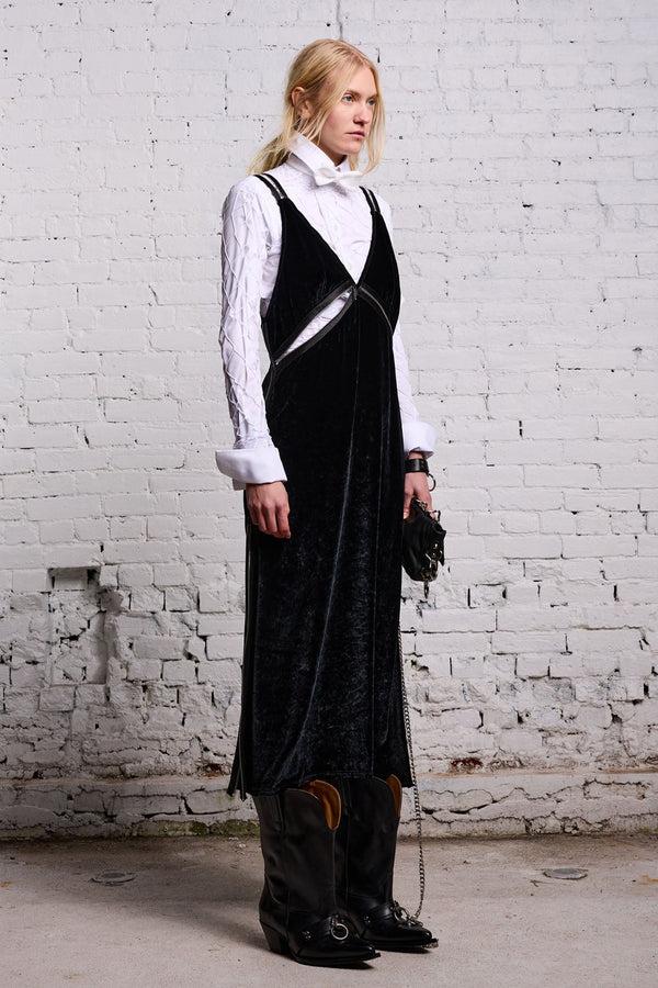 R13 ZIPPER GRUNGE SLIP Black Velvet