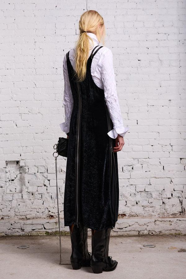 R13 ZIPPER GRUNGE SLIP Black Velvet