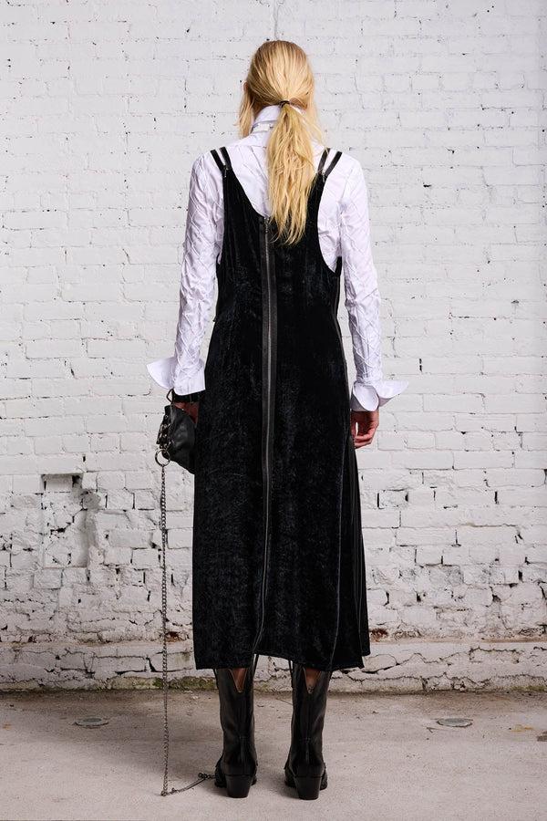 R13 ZIPPER GRUNGE SLIP Black Velvet
