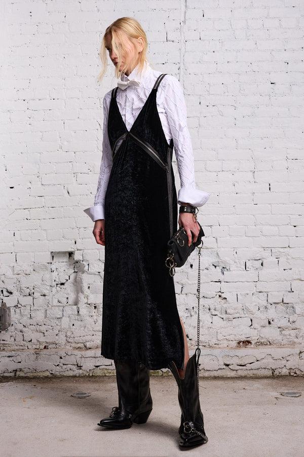 r13 ZIPPER GRUNGE SLIP black velvet
