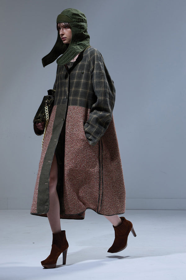 r13 REVERSIBLE OVERSIZED RAGLAN LINER red / cream with sage plaid