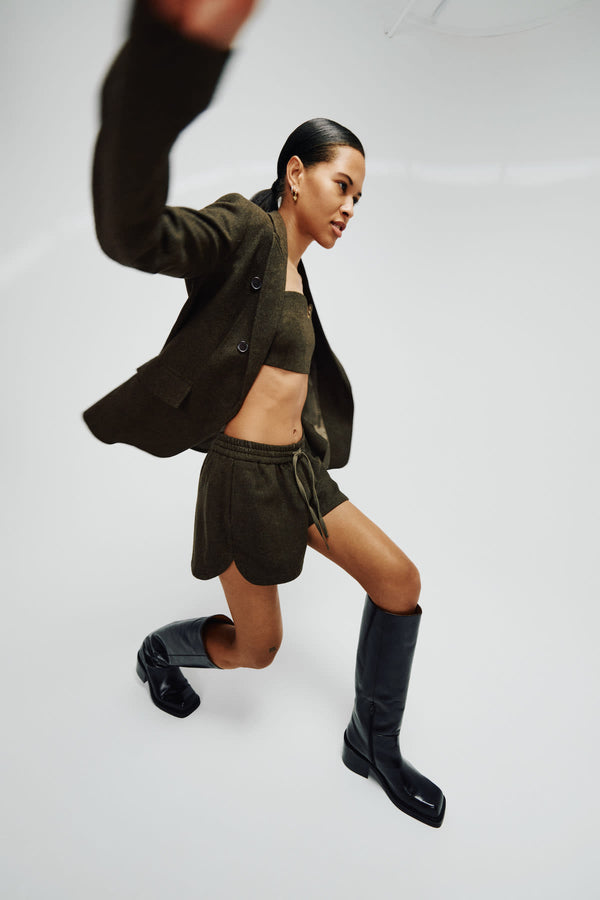 Rabens Saloner Akalie Mini Herringbone Blazer I Dark Brown