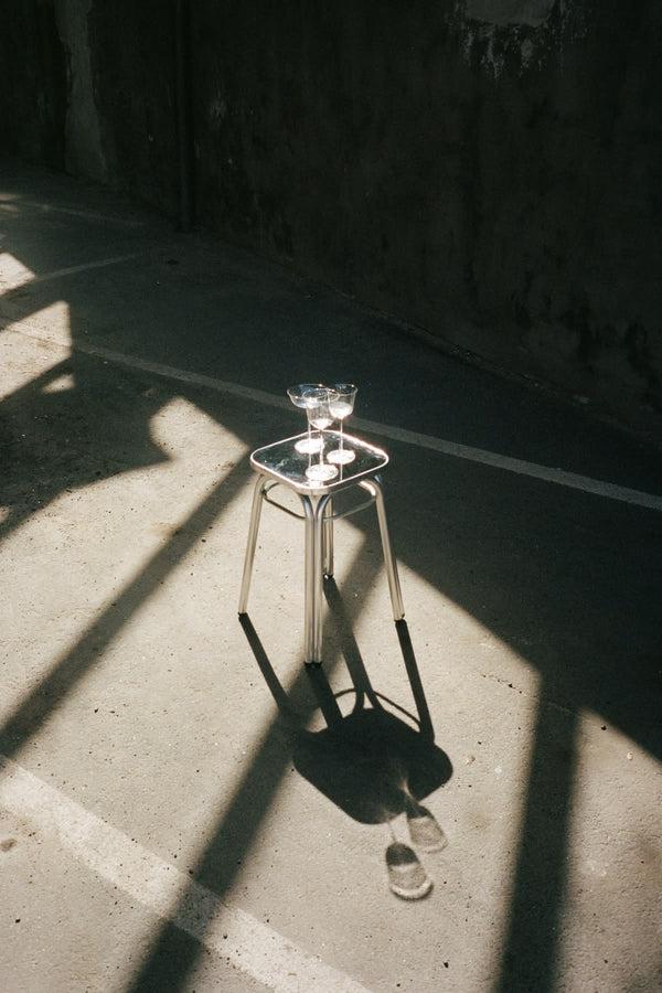 rabens saloner Aluminium Stool with Mirror Seat I Set of 2 Rabens Apartment I Silver