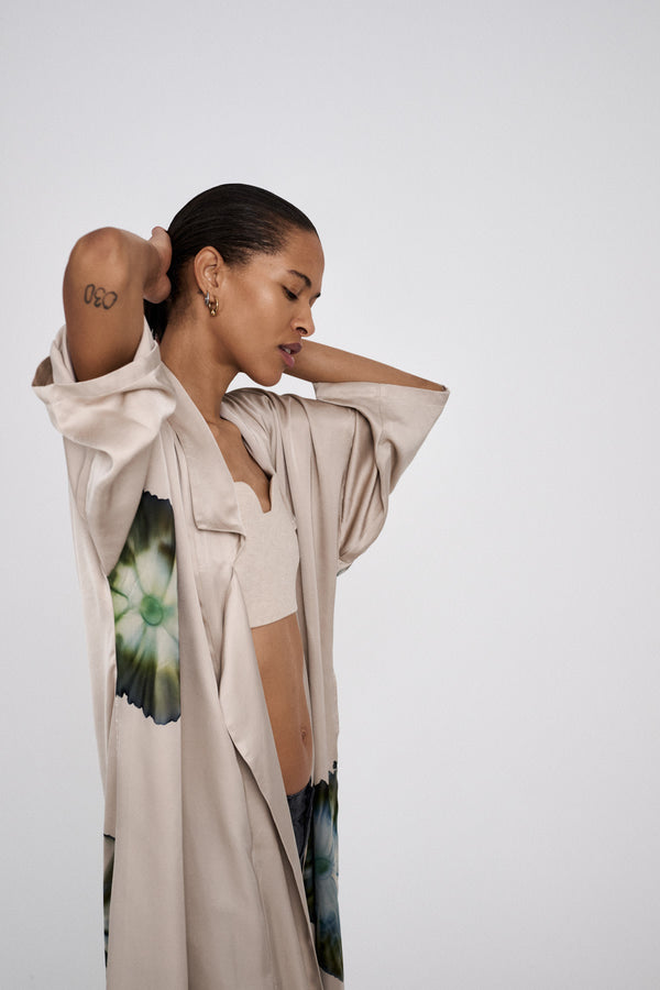 Rabens Saloner Aysha Bloom Kimono Jacket I Powder Combo