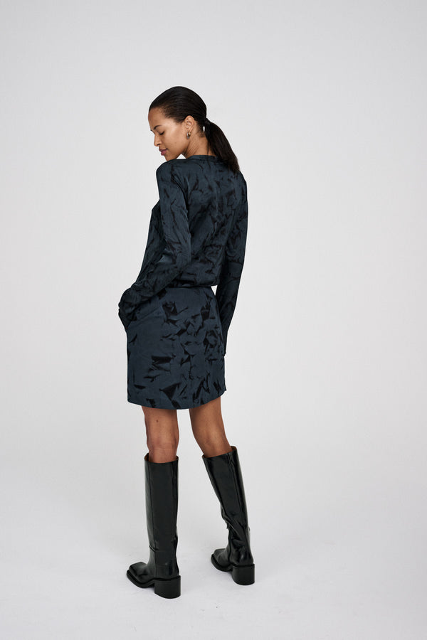 Rabens Saloner Benedichte Crystal Short Canvas Skirt I Midnight Black Combo