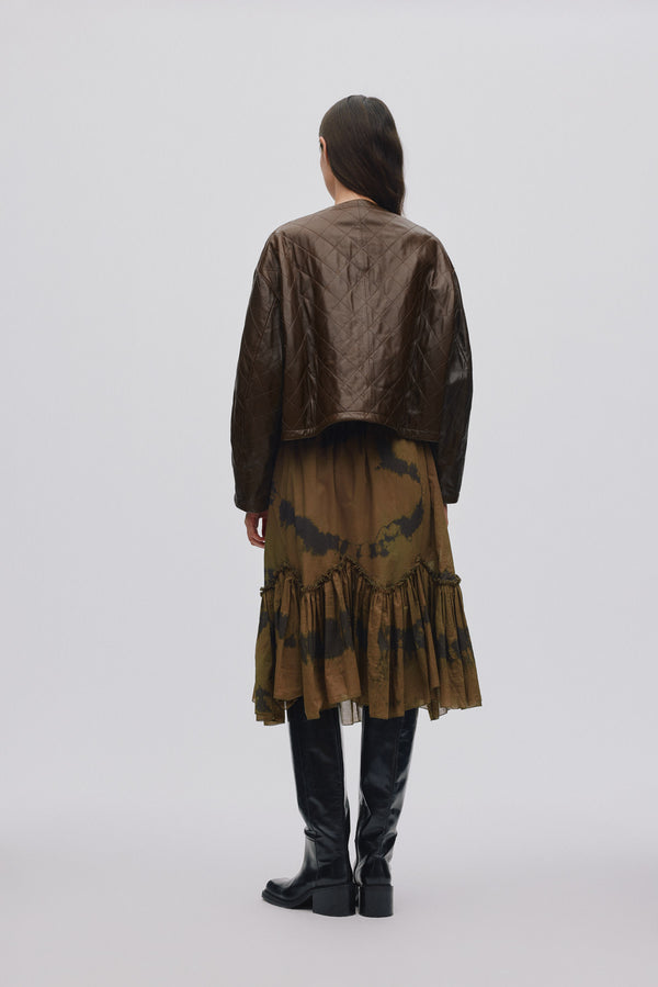 Rabens Saloner Berra Quilted Leather Jacket I Olive