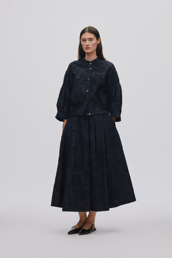 rabens saloner Bisharo Clipped jacquard full skirt I Pirate black