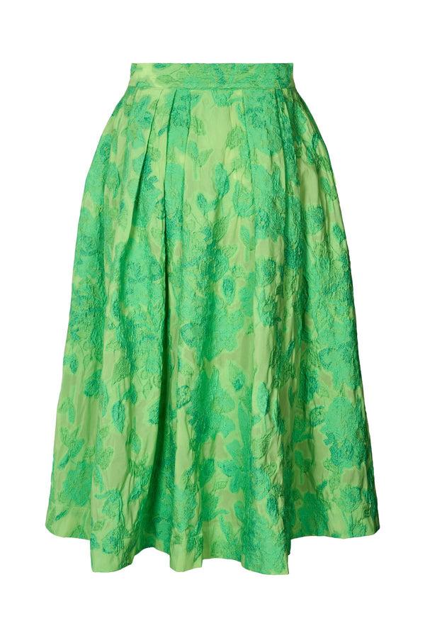 Rabens Saloner Bisharo Clipped Jacquard Full Skirt I Viper Green