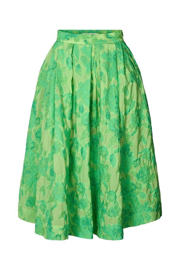rabens saloner Bisharo Clipped jacquard full skirt I Viper green