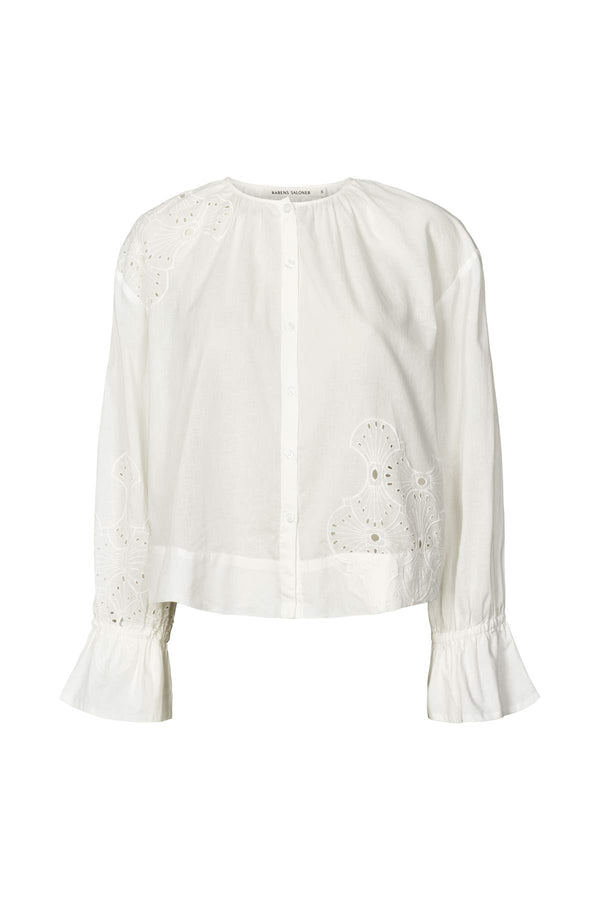 Rabens Saloner Blossom Supersize Anglaise Blouse I White Swan