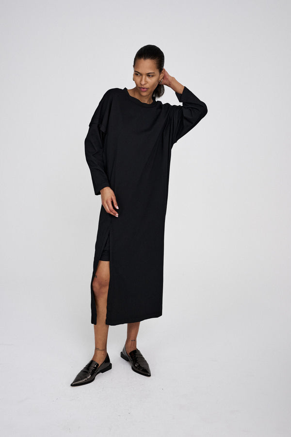rabens saloner Brynja FOT jersey dress I Faded black