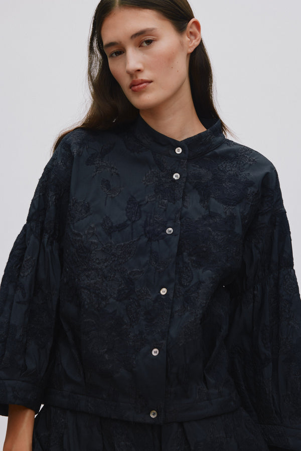 Rabens Saloner Candie Clipped Jacquard Shirt Jacket I Viper Green