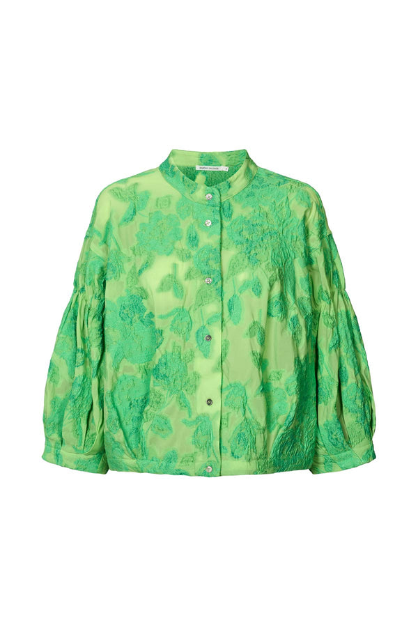 rabens saloner Candie Clipped jacquard shirt jacket I Viper green