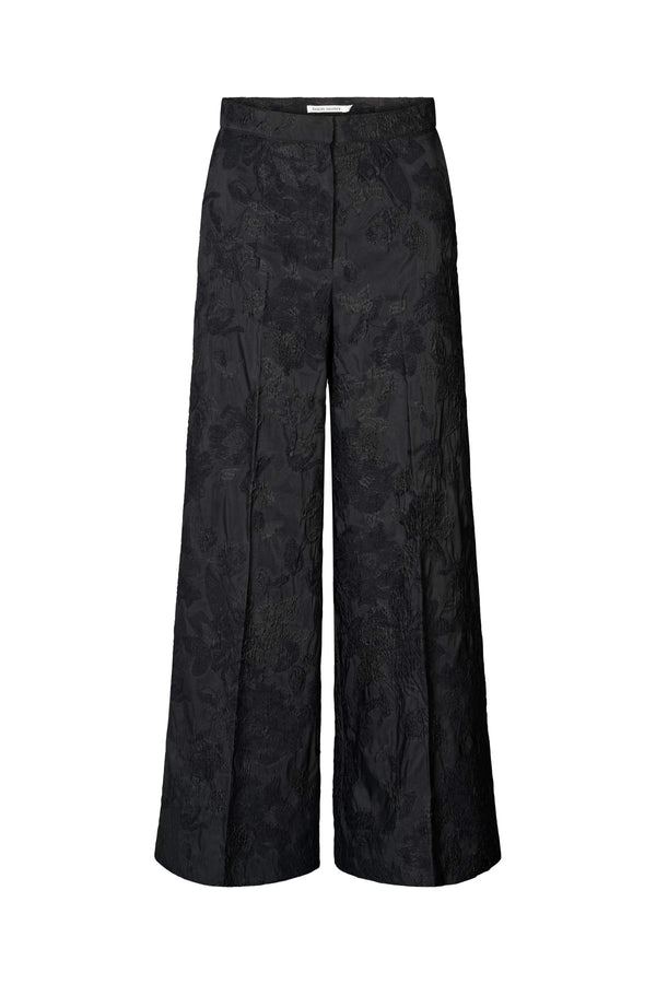rabens saloner Cass Clipped jacquard wide leg pants I Pirate black