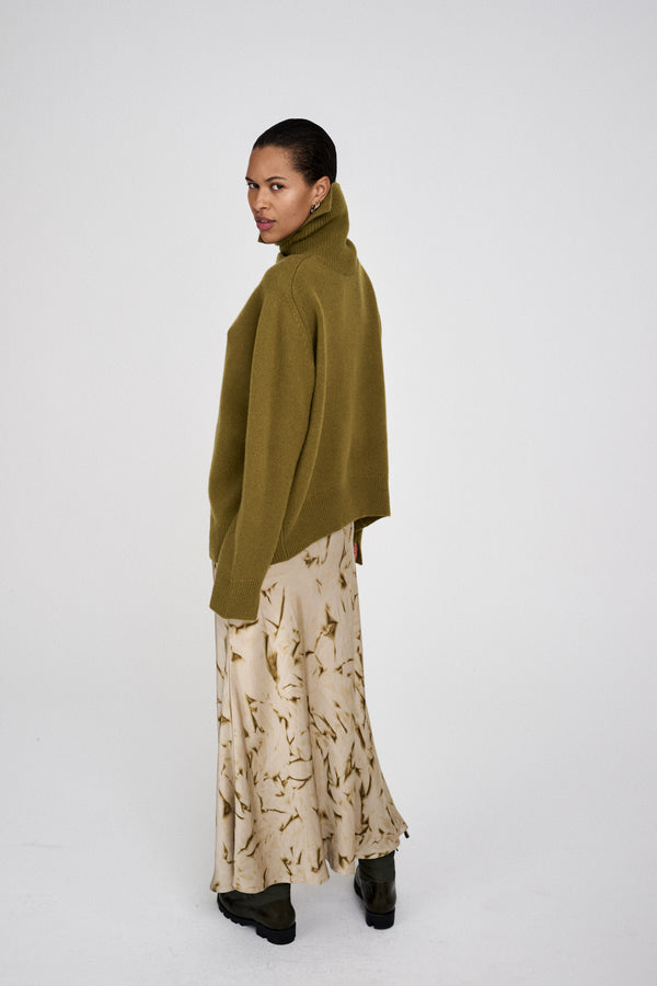 Rabens Saloner Celly Pure Wool Roll Neck Sweater I Fern Green