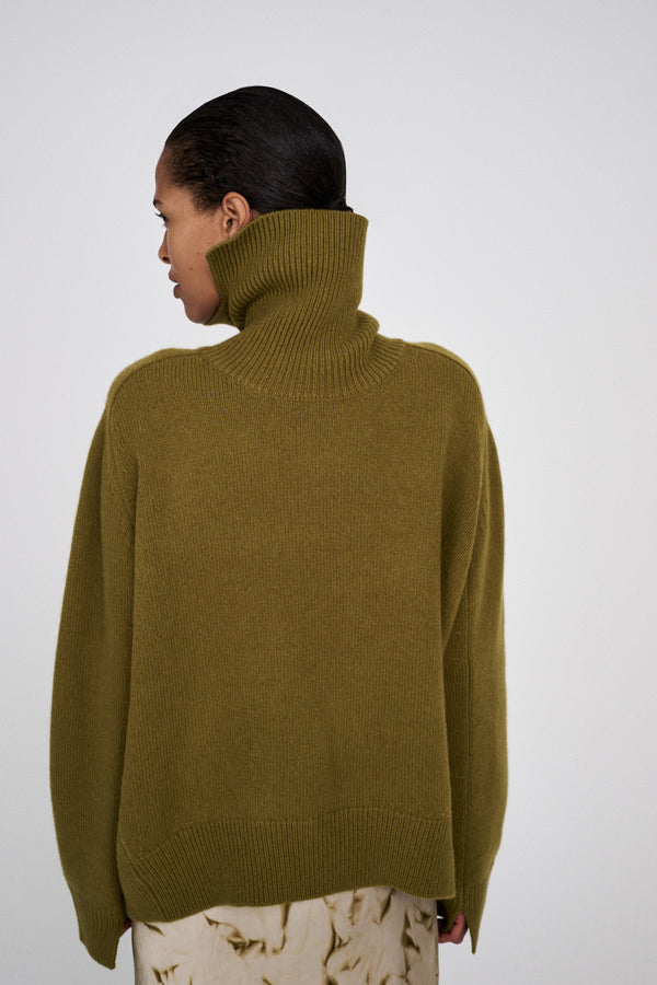 Rabens Saloner Celly Pure Wool Roll Neck Sweater I Fern Green