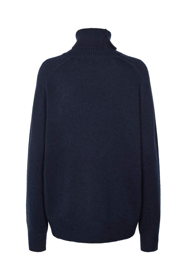 Rabens Saloner Celly Pure Wool Roll Neck Sweater I Navy