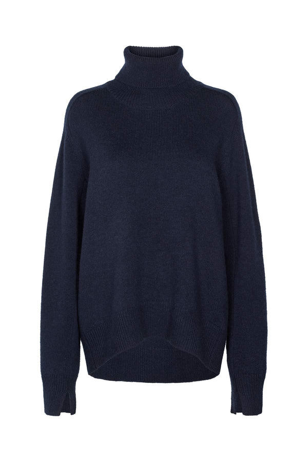 rabens saloner Celly Pure wool roll neck sweater I Navy