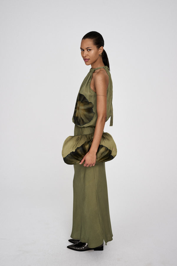 Rabens Saloner Chanette Bloom Halter Dress I Hazelnut Combo