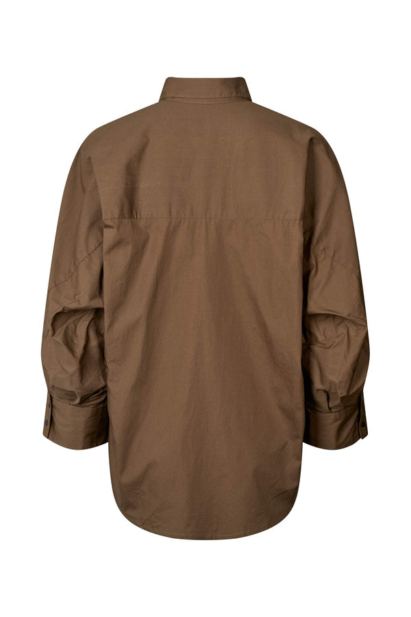 Rabens Saloner Chloe Poplin Full Shirt I Dark Brown
