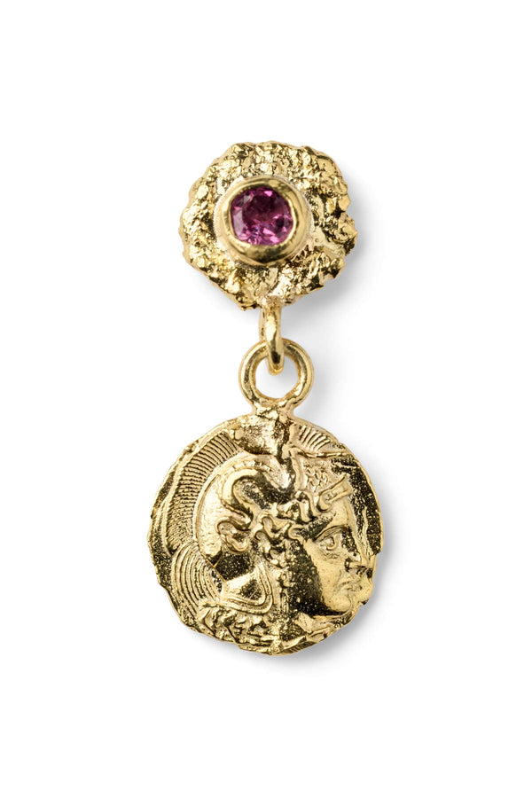 rabens saloner Coin Earring Nafsu I Gold w/ Purple Stone