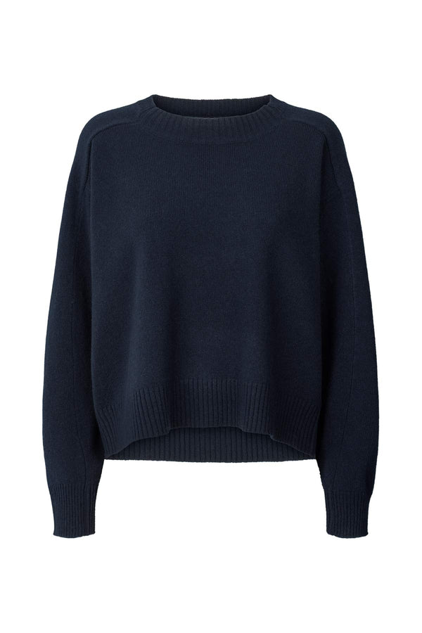 Rabens Saloner Dalani Pure Wool Boxy Sweater I Navy