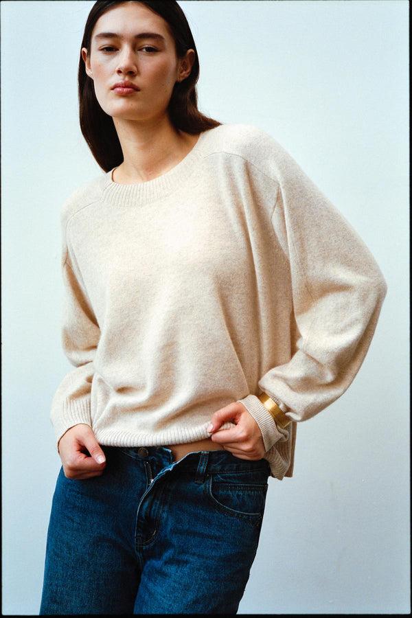 Rabens Saloner Dalani Woolcash Boxy Sweater I Oatmeal Melange