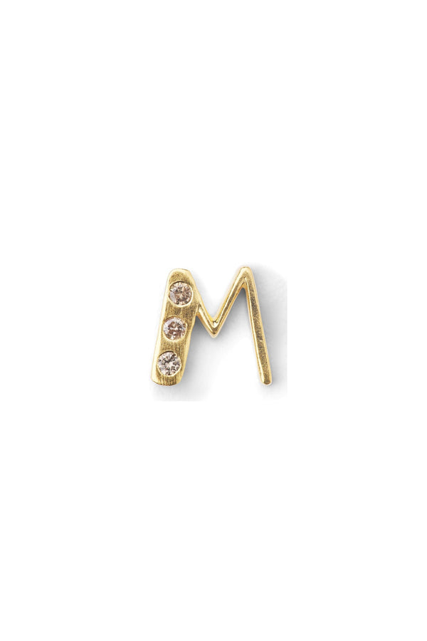 Rabens Saloner Diamond Letter Ear Stud Rabens Momento I Gold W/ Champagne Diamond
