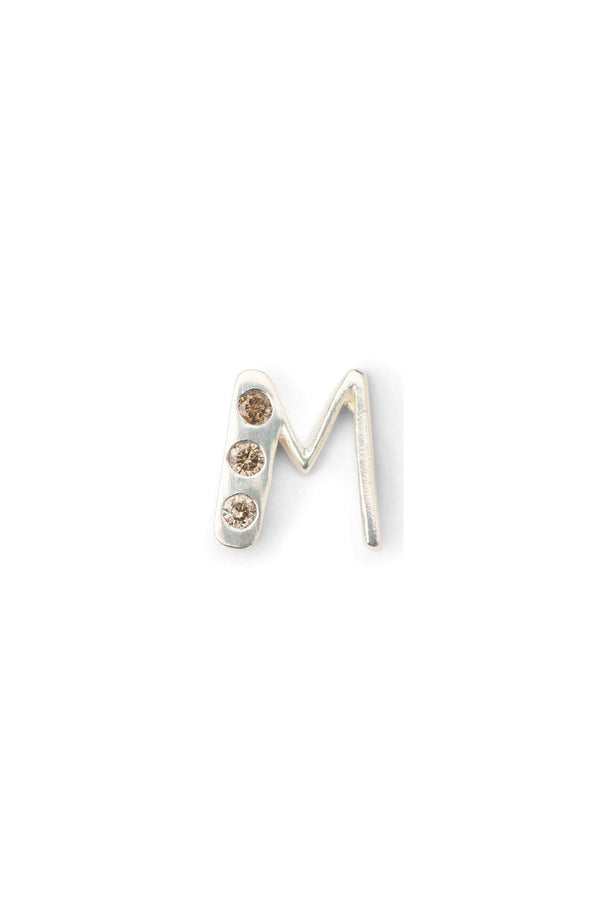 Rabens Saloner Diamond Letter Ear Stud Rabens Momento I Silver W/ Champagne Diamond