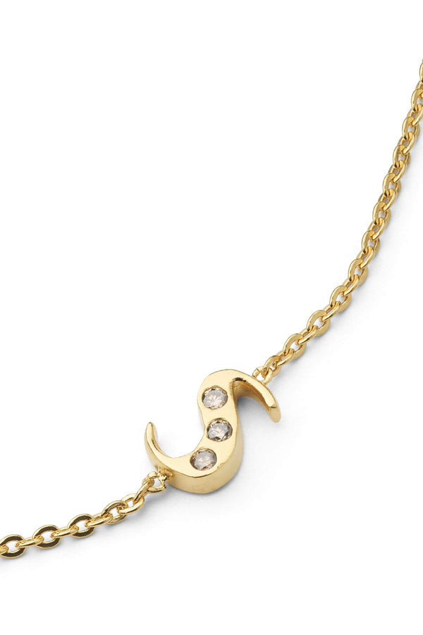 rabens saloner Diamond letter necklace Rabens Momento I Gold w/ Champagne diamond