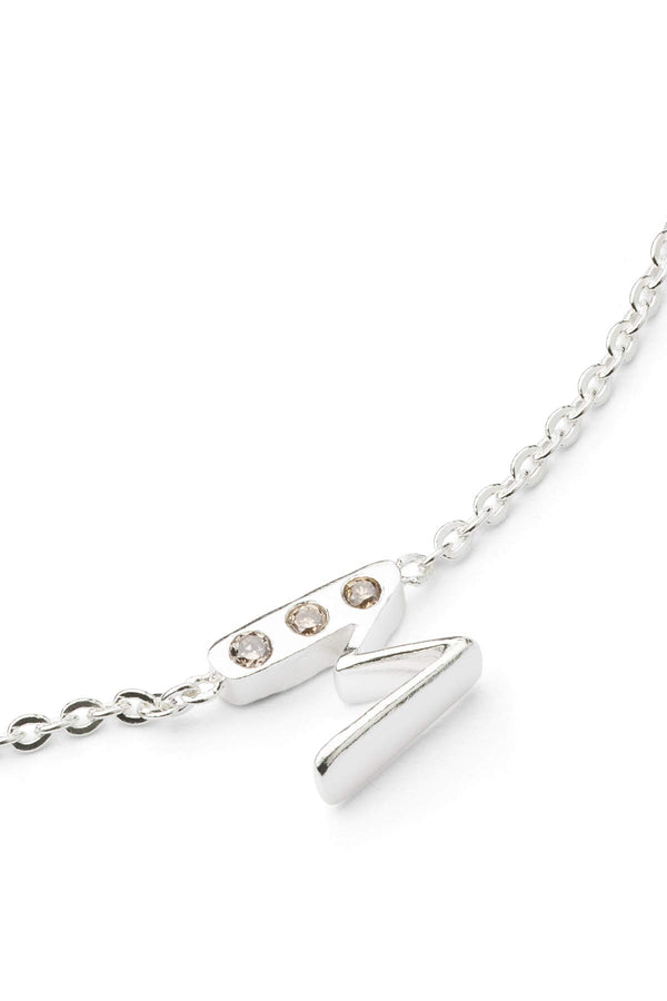 Rabens Saloner Diamond Letter Necklace Rabens Momento I Silver W/ Champagne Diamond
