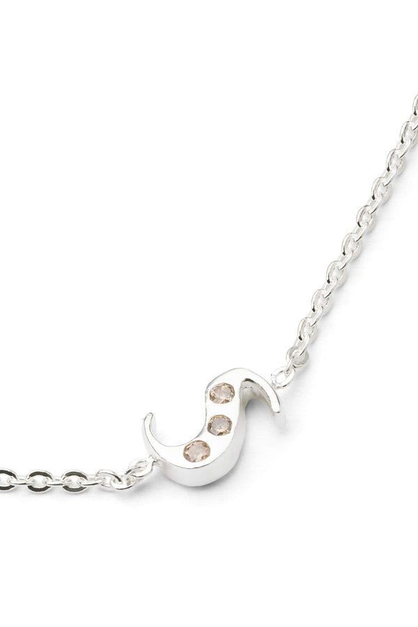 rabens saloner Diamond letter necklace Rabens Momento I Silver w/ Champagne diamond