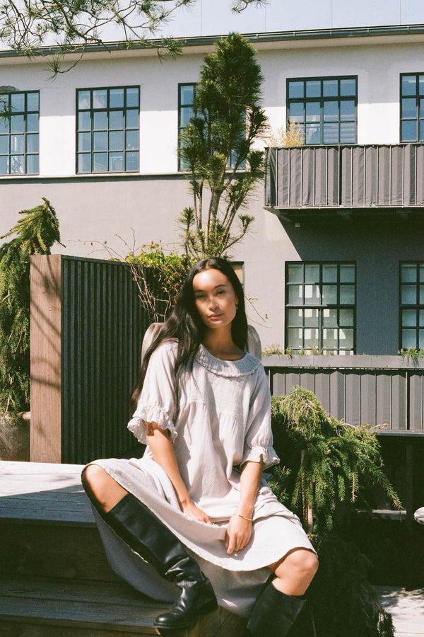 Rabens Saloner Dorothea Cotton Long Angel Dress I Sandy