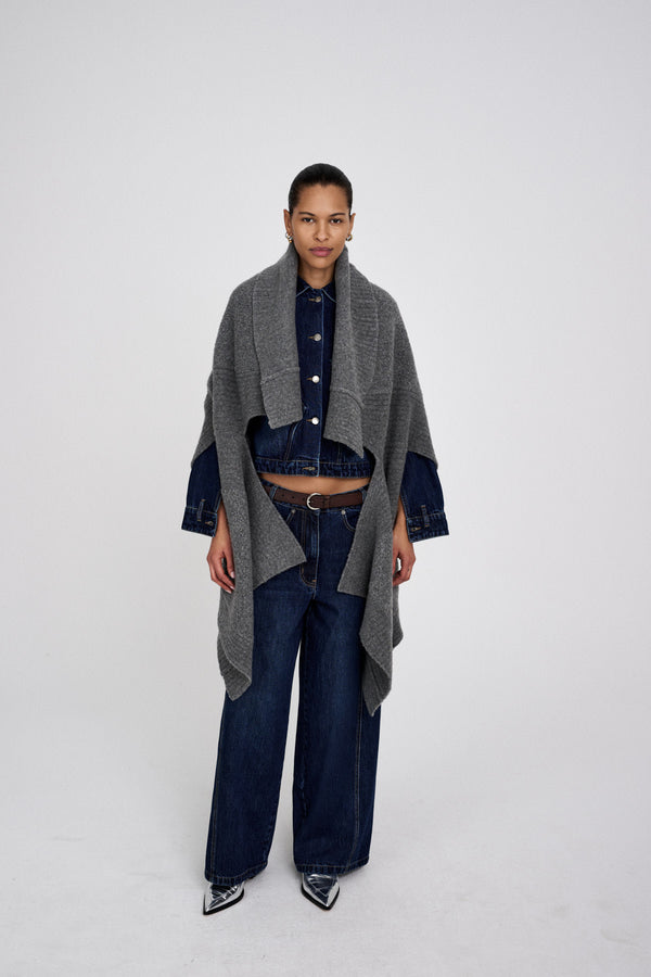 Rabens Saloner Dorris Sheep Knit Cape I Grey Melange