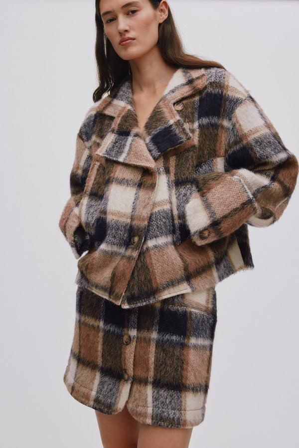 rabens saloner Ehsan Jumbo check jacket I Brown check