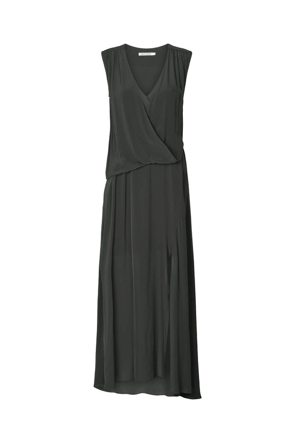 rabens saloner Ellemi Matte drape dress I Pirate black