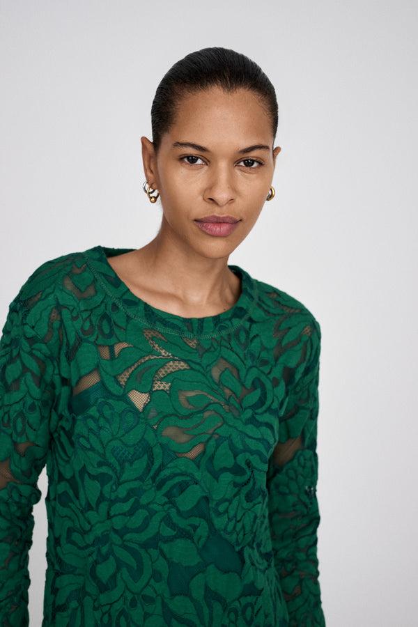 Rabens Saloner Enid Orchid Lace Dress I Verdant Green