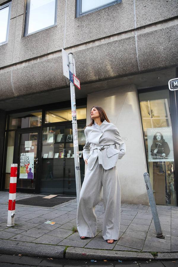 Rabens Saloner Ethena Drapy Tailoring Jacket I Grey Melange