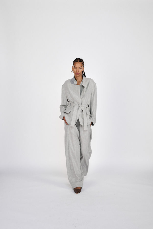 Rabens Saloner Ethena Drapy Tailoring Jacket I Grey Melange