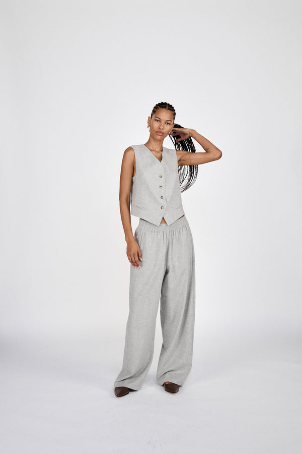 Rabens Saloner Everdeen Drapy Tailoring Relaxed Pants I Grey Melange