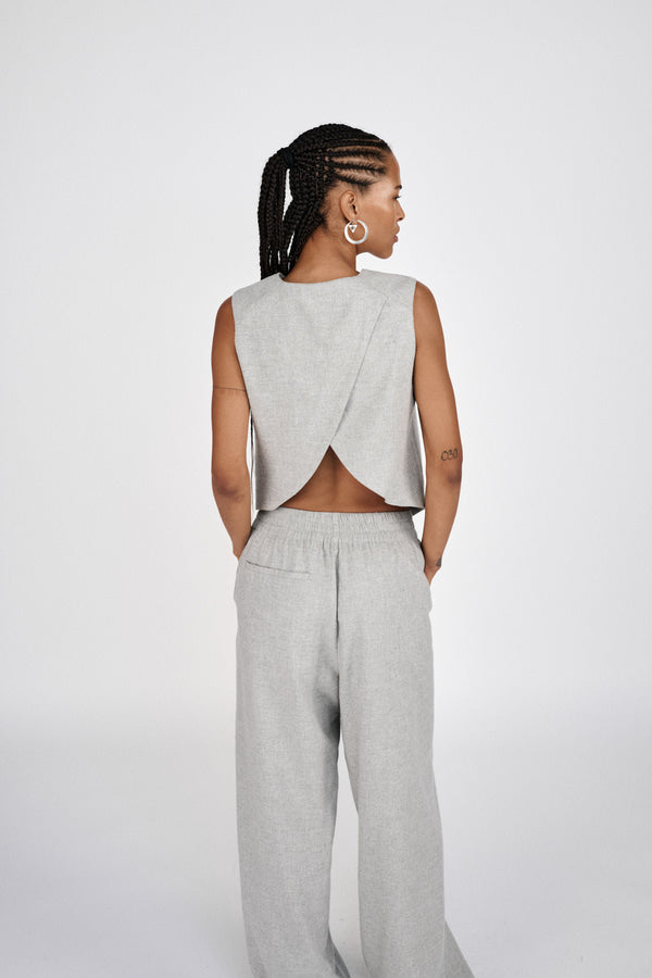 Rabens Saloner Everdeen Drapy Tailoring Relaxed Pants I Grey Melange
