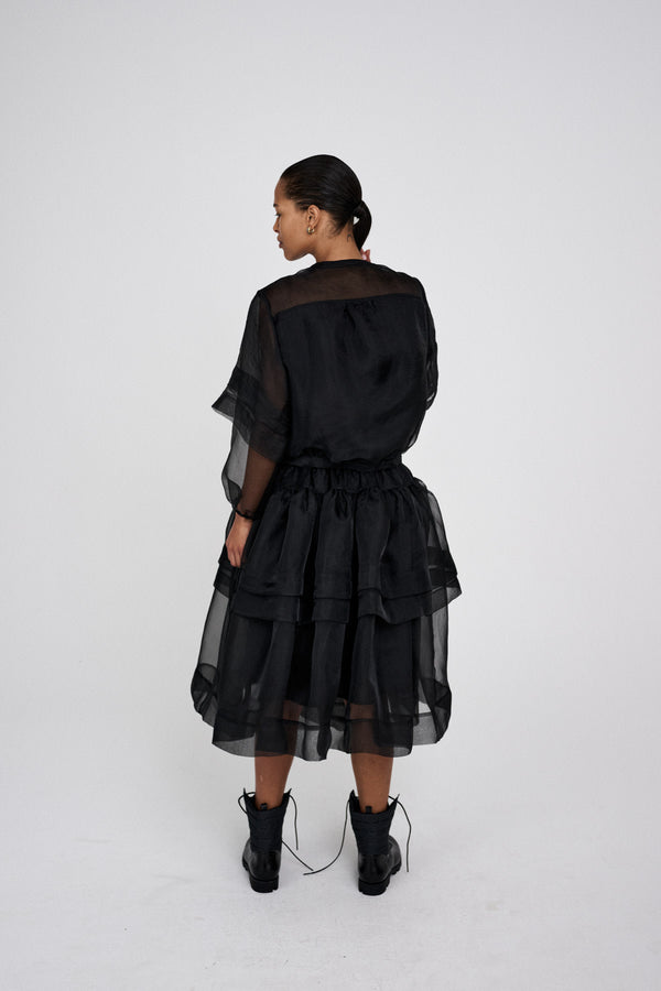 Rabens Saloner Everlyn Organza Layer Shirt Jacket I Black