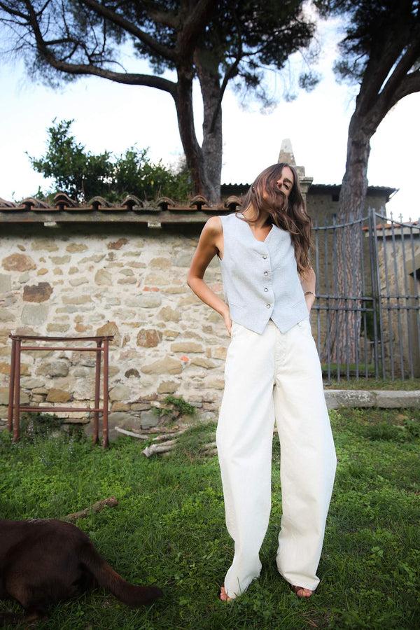 rabens saloner Fellini Denim ecru straight pants I Ecru