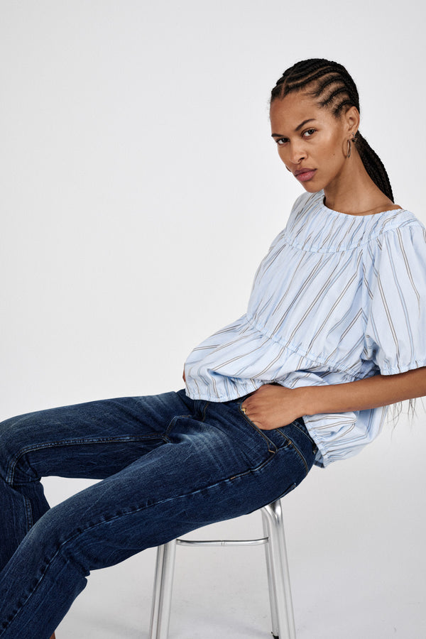 Rabens Saloner Fine Denim Cropped Pants I Dark Washed Indigo