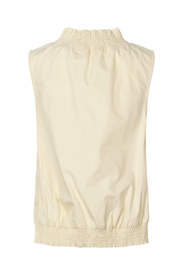 Rabens Saloner Fiola Poplin Heavy Shirring Top I Champagne