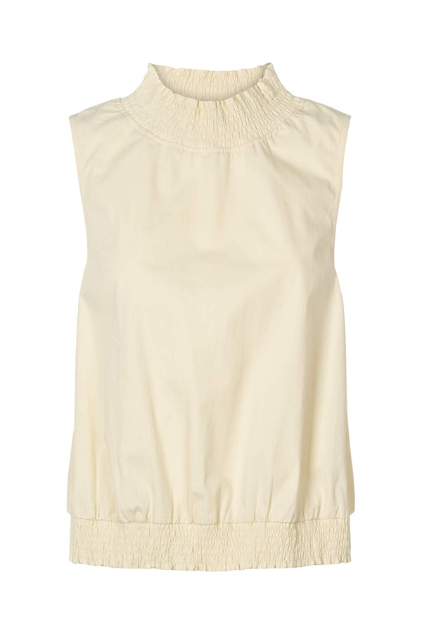 rabens saloner Fiola Poplin heavy shirring top I Champagne