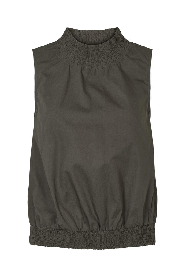 rabens saloner Fiola Poplin heavy shirring top I Pirate black