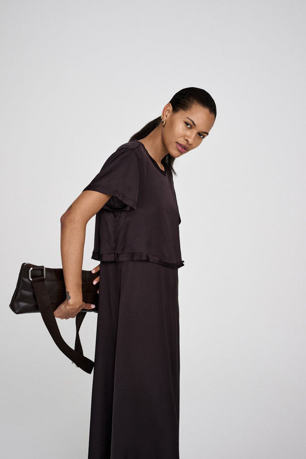 Rabens Saloner Geso Leather Cross Body Bag I Coffee