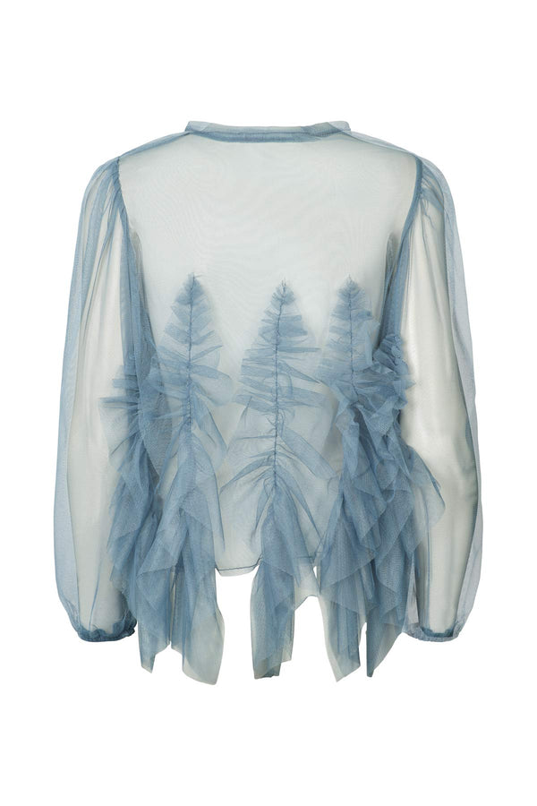 Rabens Saloner Gida Frilly Tulle Shirt I Dusty Blue